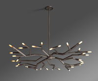 Lustre en cuivre LED moderne de luxe XZ, branche d'arbre, bougeoir, pour la maison, la chambre à coucher, la cuisine, le hall d'entrée, la salle à manger - Lampes suspendues