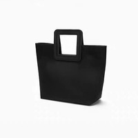 Sac fourre-tout en toile rose vif avec poignée carrée en PU contrastante, style urbain, sac de shopping à main pour femme, logo personnalisé disponible