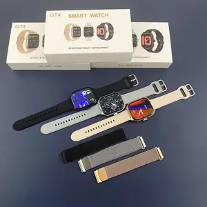 2023 CT4 Smartwatch GT4 Sports hour clock Android Fashion Reloj Inteligente stainless steel strap golden square Smart Watch