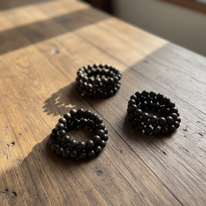 Pulsera de cuentas de madera de ágar negra auténtica de Vietnam de 18 mm, diseño budista vintage, unisex - Product Image 1