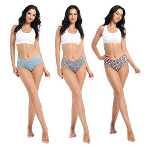 Culottes taille haute pour femmes, effet ventre plat, en fibre de bambou, ODM, lingerie sexy tricotée avec motif uni confortable - Product Image 2