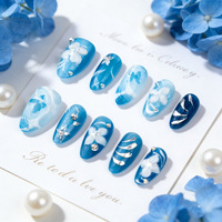 Lot de 30 faux ongles français en ABS, motif floral, à coller, personnalisables, pour salon de manucure
