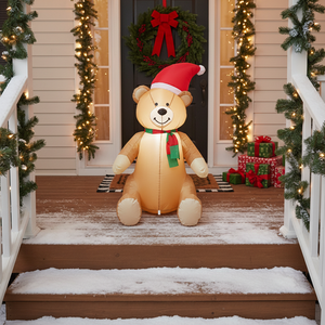ของตกแต่งสวนเป่าลมรูปหมีคริสต์มาสขนาด 3.5 ฟุต พร้อมไฟ LED ในตัว ของตกแต่งวันหยุดคริสต์มาสแสนสนุก - Product Image 1