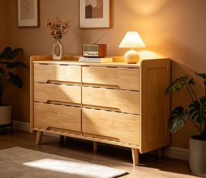 Modern Solid Wood <b>6</b>-<b>Drawer</b> Cabinet Midcentury Style Storage Furniture for Living Room Home Use - Product Image 5