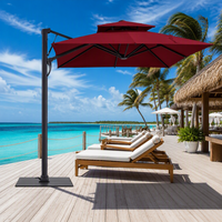 Parasol cantilever rotatif à 360 degrés avec commande au pied, inclinaison réglable à une main, pour extérieur et resort