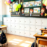 Casier de rangement pour sacs à dos scolaires en métal sur pied avec compartiments grillagés verrouillables et conception modulaire
