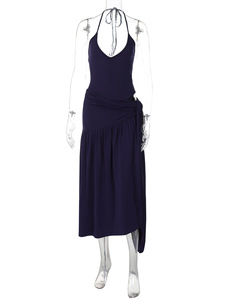Nuovi Abiti da Donna 2024, Moda Femminile, Vestiti Lunghi per Signore, Set Casual a <span class=keywords><strong>Due</strong></span> Pezzi in Tinta Unita - Product Image 6