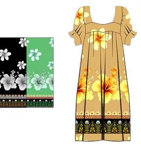 Nieuw Ontwerp Eilandbewoner Stijl Custom Digitaal Print Polyester Bedrukt Bloemen Polynesische Micronesia Stof