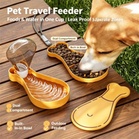 Bouteille d'eau et gamelle 2-en-1 pour animaux de compagnie, distributeur d'eau portable pour chien en forme de cuisse de poulet pour la promenade en extérieur, anti-fuite avec sangle