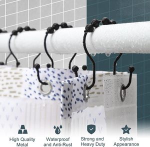Anneaux de rideau de douche modernes en acier inoxydable double, crochets de salle de bain à glissement fluide - Product Image 4