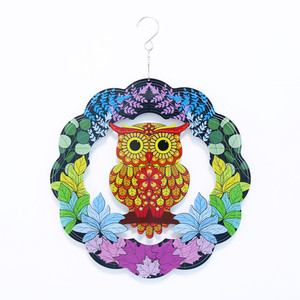 Colorido Giratorio de Viento 3D de Acero Inoxidable con Diseño de Búho y Flamenco, Adorno Colgante para Jardín Exterior, Decoración Personalizada - Product Image 1