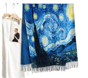 Chất Lượng Cao Nhà Máy OEM Tùy Chỉnh In Khăn Choàng Pashmina Khăn Bầu Trời Đầy Sao Mô Hình Phim Hoạt Hình Rave Dài Khăn Choàng Cho Mùa Đông - Product Image 2