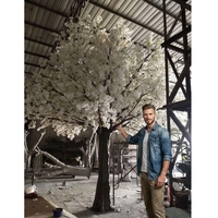 Pohon Bunga Sakura Putih Buatan Modern Mewah Ramah Lingkungan Tinggi 600cm Sentuhan Alami Realistis dari Fiberglass
