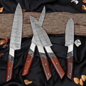 High Quality Custom Handmade Damascus Steel Chef <b>Knife</b> Set Whole Sale Exclusive Handcrafted <b>Knife</b> with Pakka Wood Leather Roll - Product Image 4