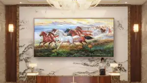 手描きリビングルームホワイエ廊下風景油絵背景壁装飾絵画1万スティードギャロップ