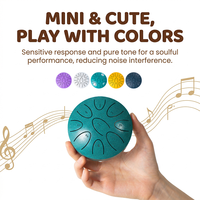 4-Inch Carbon Steel Tongue Drum Kit 9-Tongue Musical Scale Single Layer Handmade Non-Slip Hand Drum Christmas Present