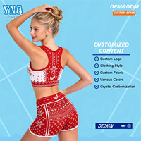 Costumes d'entraînement d'équipe de danse imprimés en strass pour femmes Matériau confortable en Spandex pour la fête scolaire pour les filles