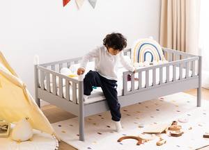 Lit superposé moderne en bois gris Lepinkids Eason avec échelle, lit mezzanine pour enfant, mobilier de maisonnette 160x80cm pour chambre, école, appartement - Product Image 5