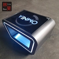 Nouvelle table de bar LED à design innovant, en verre et acier, pour bar à domicile, discothèque, pub, boîte de nuit, KTV