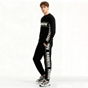 Tuta Sportiva Unisex Personalizzata con Logo Stampato, Set <span class=keywords><strong>Trendy</strong></span> in Cotone con Felpa e Pantaloni, <span class=keywords><strong>Abbigliamento</strong></span> Streetwear OEM - Product Image 4