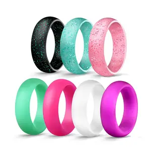 5.7mm Wide Silicone Ring fashion popular Sports Multi Color wedding Ring Silicon Set