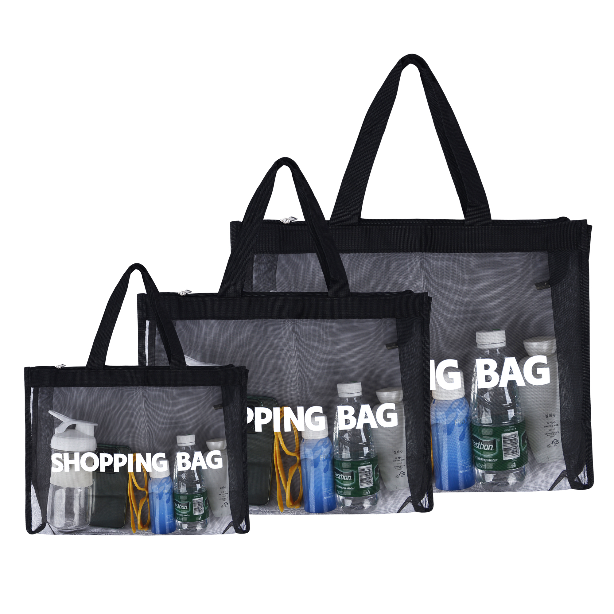 Size Handled Zipper Closure Reusable Travel Shoulder Tote