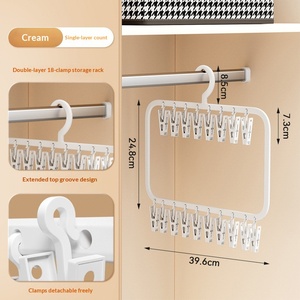 Baby Hanger Household Wardrobe Seamless Storage Hosiery <strong>Clip</strong> Multi-functional Hanger Multi-<strong>clip</strong> <strong>Plastic</strong> Drying <strong>Clip</strong> Modern - Product Image 5