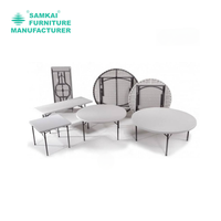 Table pliante ronde en plastique HDPE, table de banquet portable pour la restauration, les fêtes et les événements