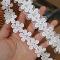 Broderie de perles 3D en polyester, dentelle florale, accessoires de décoration pour robe de mariée, rideaux de maison, matériaux vestimentaires