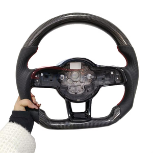 <span class=keywords><strong>Volant</strong></span> personnalisé en fibre de carbone véritable adapté à V-W G-olf 7 <span class=keywords><strong>R</strong></span> MK 7 GTI voiture POLO Vento passat B6 Mk8 housse de <span class=keywords><strong>volant</strong></span> - Product Image 1