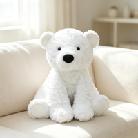 Boneka Beruang Kutub Plushie Custom, Boneka Beruang Putih Lembut Berbulu Keriting untuk Hadiah dan Dekorasi Rumah
