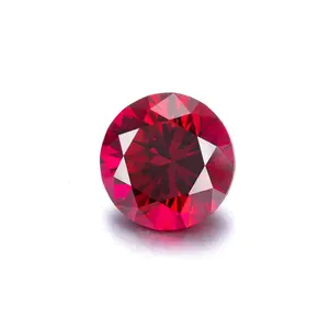 Pierres précieuses naturelles en vrac, perles rubis à facettes, forme ronde rouge vif pour bijoux en or