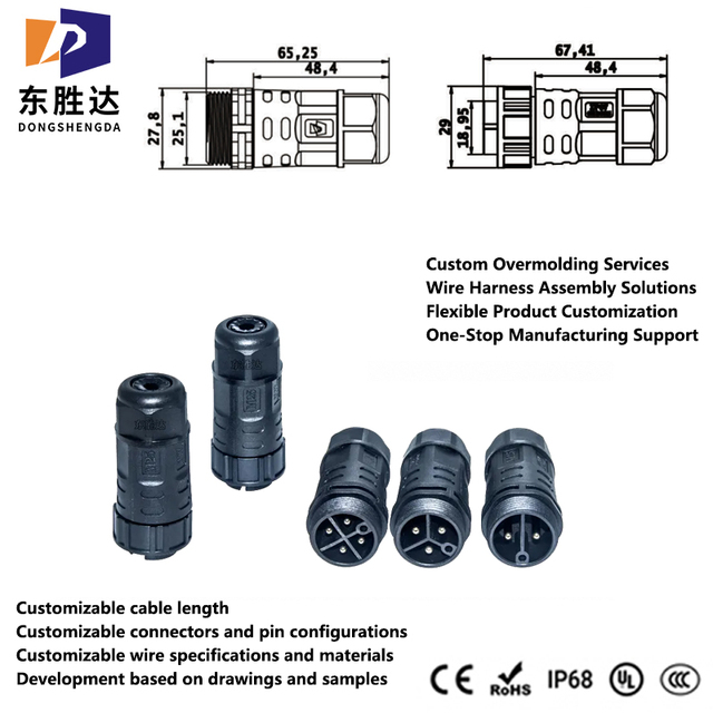 Industrial Threaded Waterproof Connector IP68 Circular Cable Assembly OEM ODM Custom Wiring Solution