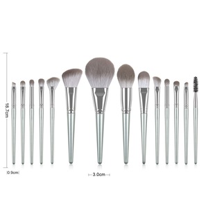 14 piezas de alta calidad bajo precio vegano pelo sintético mango de madera brocha de maquillaje cosmético personalizado etiqueta privada juego de brochas de maquillaje - Product Image 6