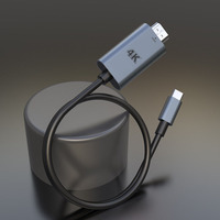 Câble Type-C nickelé 4K 120Hz/8K 60Hz mâle-mâle 2.1 pour projecteur, téléphone portable et ordinateur portable - Alliage d'aluminium