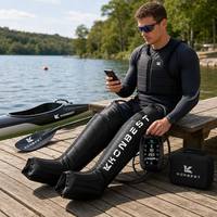 Bottes de pressothérapie à compression d'air alimentées par batterie, système à 6 chambres, 5200 mAh, écran tactile LCD, portables