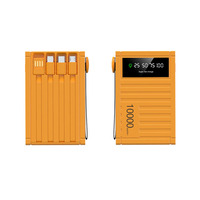 Batterie externe Li-Polymère 10000 mAh avec affichage numérique et câbles intégrés, charge rapide, design conteneur portable