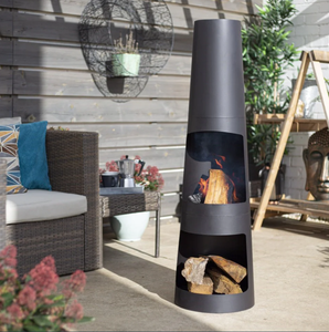 Chimeneas Modernas Altas para <span class=keywords><strong>Pellets</strong></span> de Madera, <span class=keywords><strong>Chimenea</strong></span> de Acero Resistente con Almacenamiento de Leña para Acampar - Product Image 2