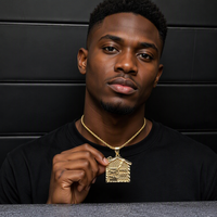 Collier pendentif Hip Hop Trap House en acier inoxydable plaqué or 14K avec chaîne torsadée et breloque maison, bijoux pour hommes, vente en gros