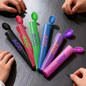 Tubos de Plástico Grueso con Tapa a Presión Resistentes a Niños, Herméticos y a Prueba de Olores, con Etiqueta Adhesiva para Hierbas, con Logotipo Personalizado - Product Image 1