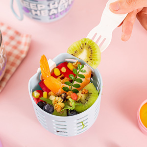 Salad Cup Compact Portable Airtight Lunch <b>Box</b> With Dipping Sauce <b>Container</b> For Office Students - Product Image 3