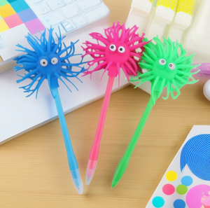 Stylo Bille Créatif Monstre Anti-Stress en Plastique, Forme Boule de Poils Mignonne, Papeterie Promotionnelle, Encre Bleue - Product Image 3