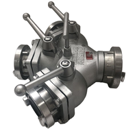 Katup Pembagi Air Portabel Tiga Arah Fleksibel Aluminium untuk Pemadam Kebakaran, Inlet 80mm, 3*65mm Outlet, Kopling Air Pemadam Kebakaran 1.6 MPa