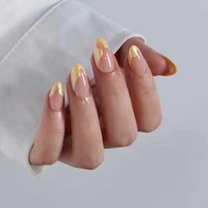 BTArtbox XCOAT Faux Ongles à Presser French Manucure Courts Amande en Gel Souple Faits Main Vente en Gros pour l'Été avec Colle - Product Image 1