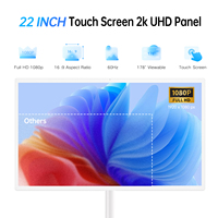 Téléviseurs intelligents portables MWE prêts à être expédiés, écran LCD 22 pouces, rétroéclairage LED blanc avec roulettes, écran tactile, streaming de télévision en direct