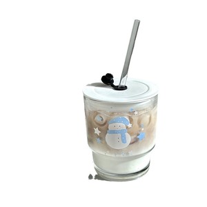 Vaso de Vidrio con Diseño de Muñeco de Nieve Navideño, Taza de Agua <span class=keywords><strong>Kawaii</strong></span> para Niñas, Linda Taza de Vidrio para Beber Café para Estudiantes - Product Image 2