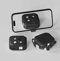 Boîte de rangement pour câbles 6-en-1 en gros, adaptateur de câble de charge et de données rétractable 100W, étui de rangement pour téléphone et ordinateur portable