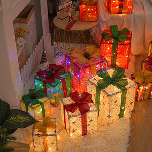 Guirnalda de luces navideñas, luz ambiental, caja de regalo navideña, juego de tres piezas, decoración de interiores, adornos de linterna - Product Image 3