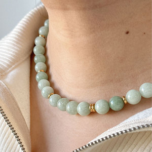 เครื่องประดับกันน้ำไม่หมอง ฐานสแตนเลส 316L ชุบทอง 14k 18k PVD ประดับด้วยลูกปัดพลอยธรรมชาติ สร้อยคอสำหรับผู้หญิง - Product Image 2