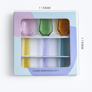 Sáng tạo sữa tráng miệng muỗng màu chịu nhiệt độ cao Yến Mạch Sữa chua cà phê thủy tinh màu Ăn Sáng tương phản Muỗng Tròn - Product Image 4